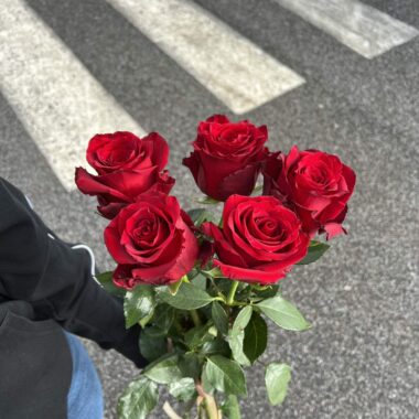 Kytica 5 červených ruží