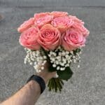 Svadobná kytica z ružových ruží