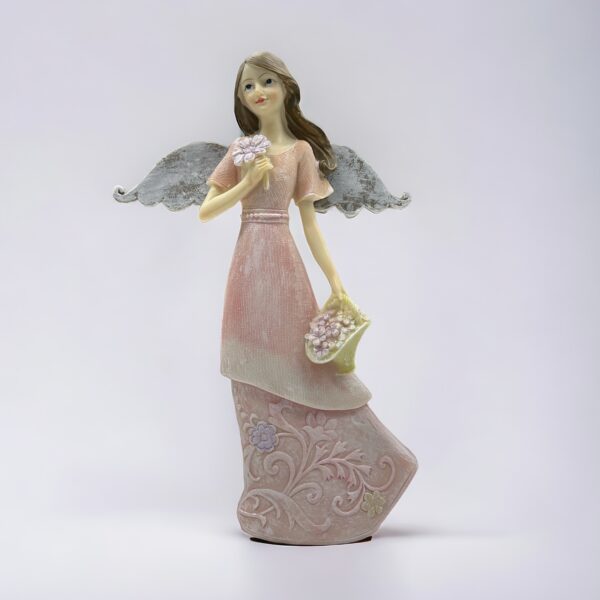Anjel s košíkom ružový 22,5cm
